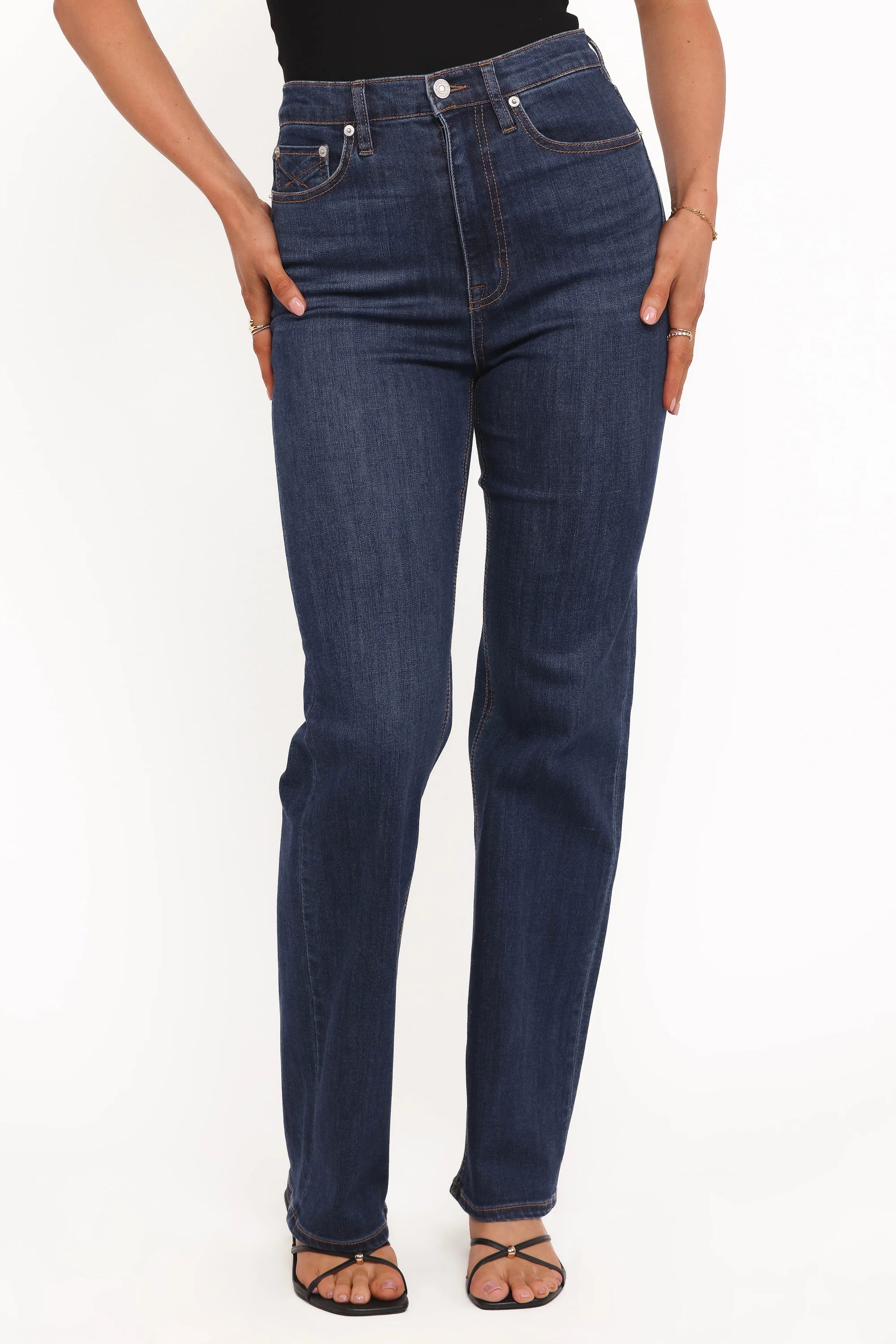 Classic High-Rise Straight Fit Denim Jeans